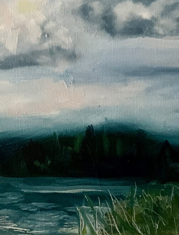 "Suplevad pilved Viljandi järves", õli lõuendil, 30 x 40 cm - Image 2