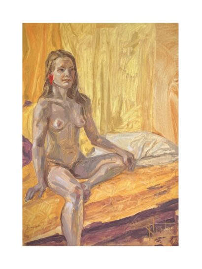 "Blondidele ei sobi kollane!?", õli krunditud papil, 70 x 50 cm