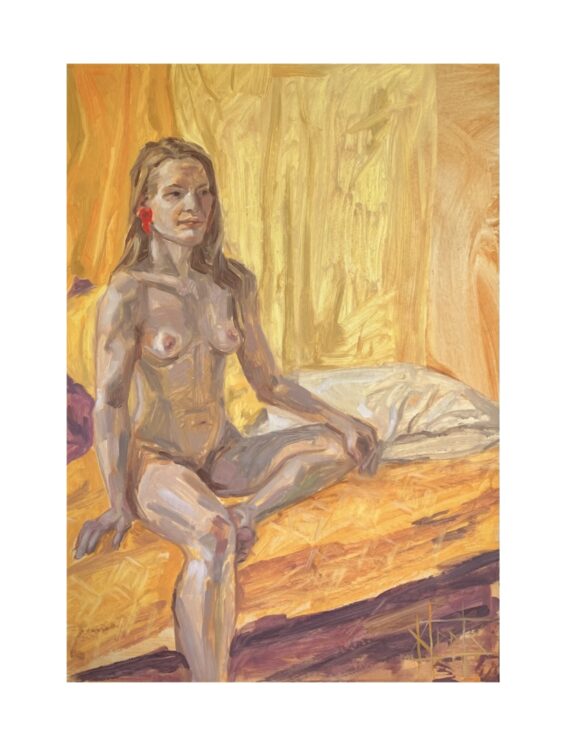 "Blondidele ei sobi kollane!?", õli krunditud papil, 70 x 50 cm