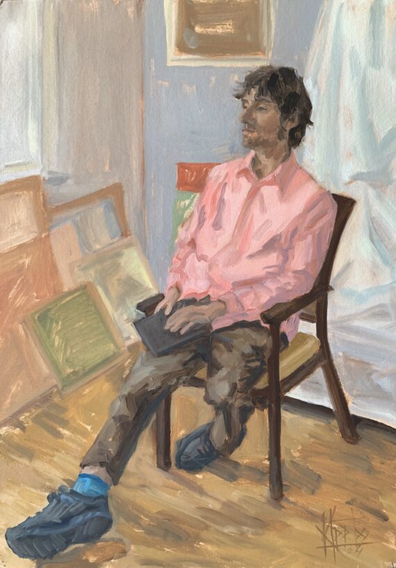 "Hugo", õli krunditud papil, 70 x 50 cm - Image 2