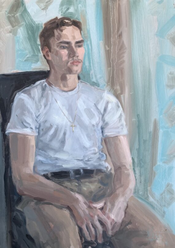 “Gaspard”, õli krunditud papil, 70 x 50 cm - Image 2