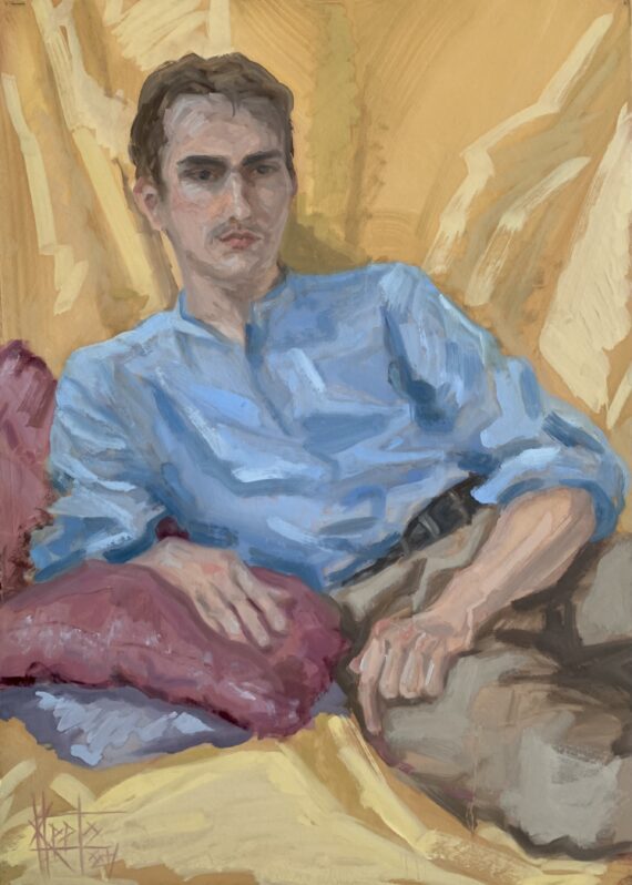“Gaspard II”, õli krunditud papil, 70 x 50 cm - Image 2